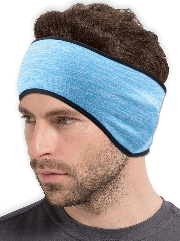 Unisex warm elastic windproof sports headband in blue, perfect for cycling. Headwear that keeps you warm and comfortable. SF0964.